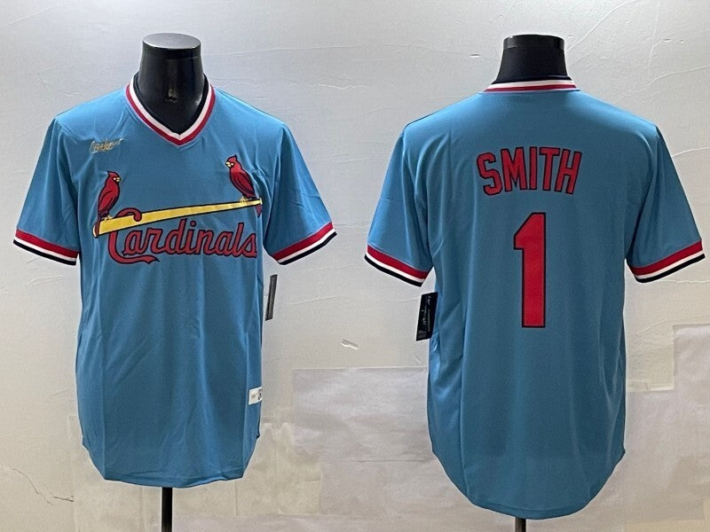 St. Louis Cardinals #1 Ozzie Smith Red Retro Adult Style 3