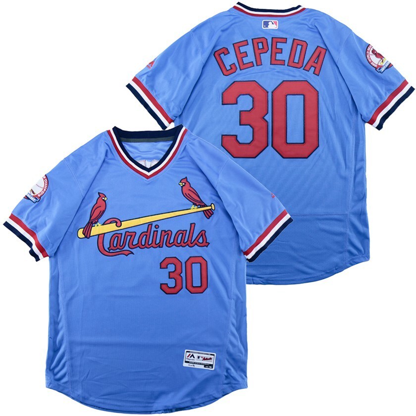 St. Louis Cardinals #30 Cepeda Cardinals 30 Blue Pullover Elite