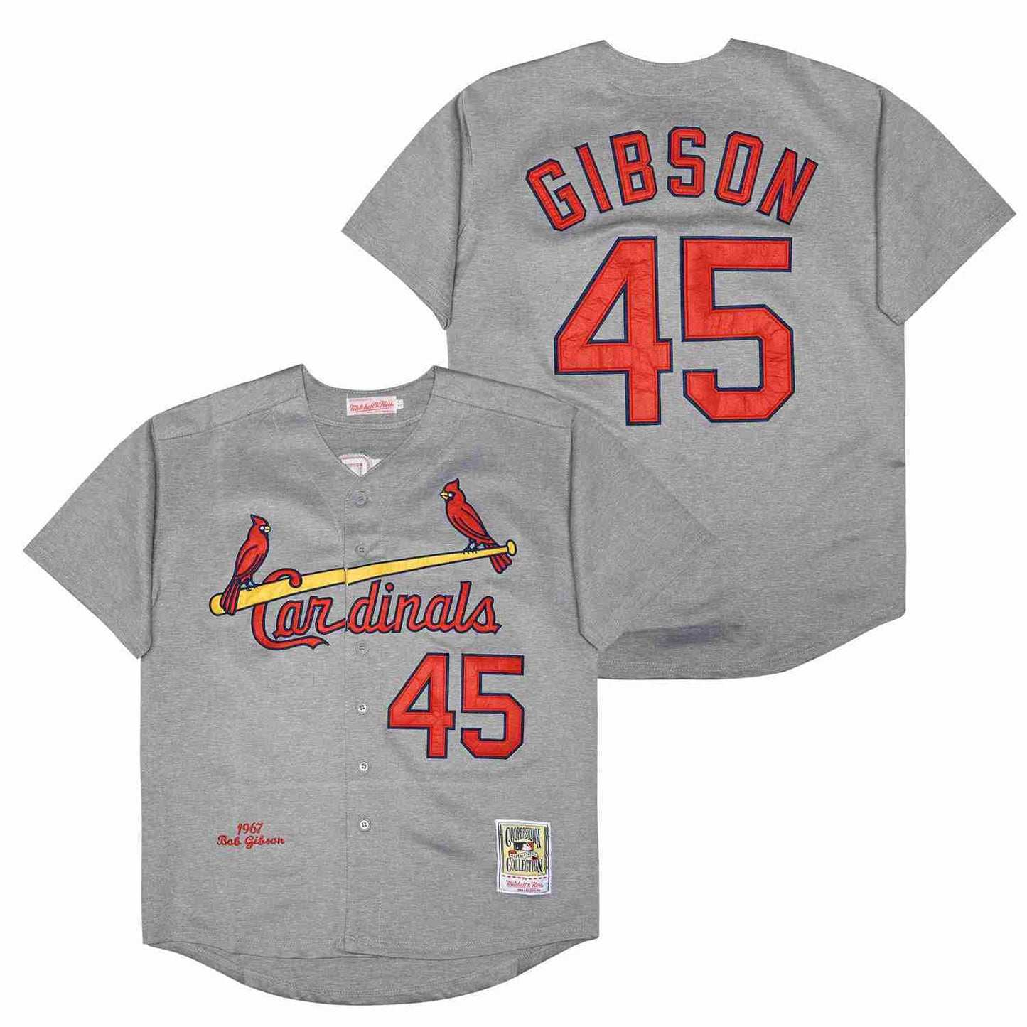 St. Louis Cardinals #45 Bob Gibson Cardinals 45 Hemp Gray 1967 Retro