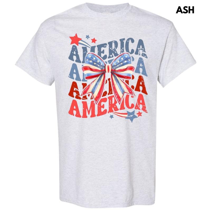 Stacked America Coquette Gildan Short Sleeve T-Shirt Hoodie, Sweatshirt | InkThreadWorks.com