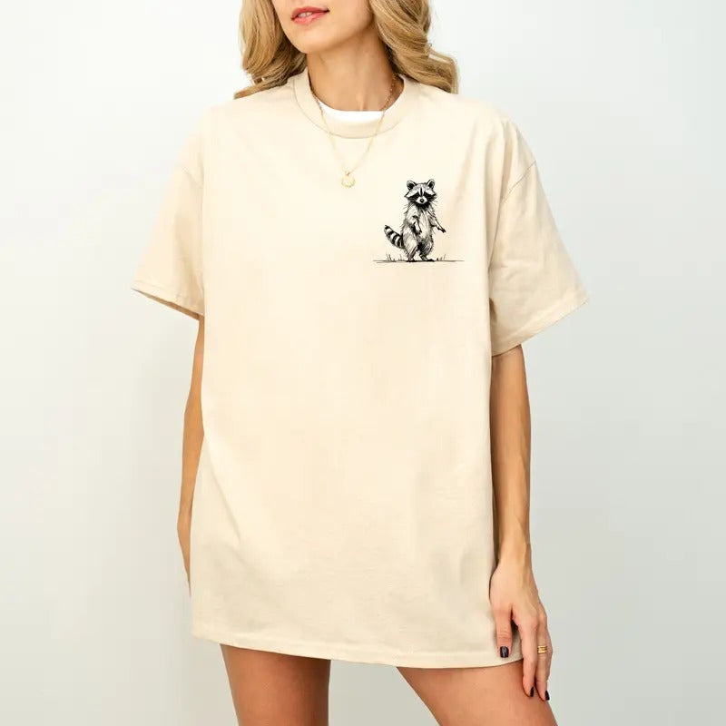 Standing Raccoon Shirt, Cute animal T-shirt, Sweet Graphic Tee, Vintage Retro Cartoon Tee, Sketch Raccoons Gift, Unisex Tshirt, Trash Panda