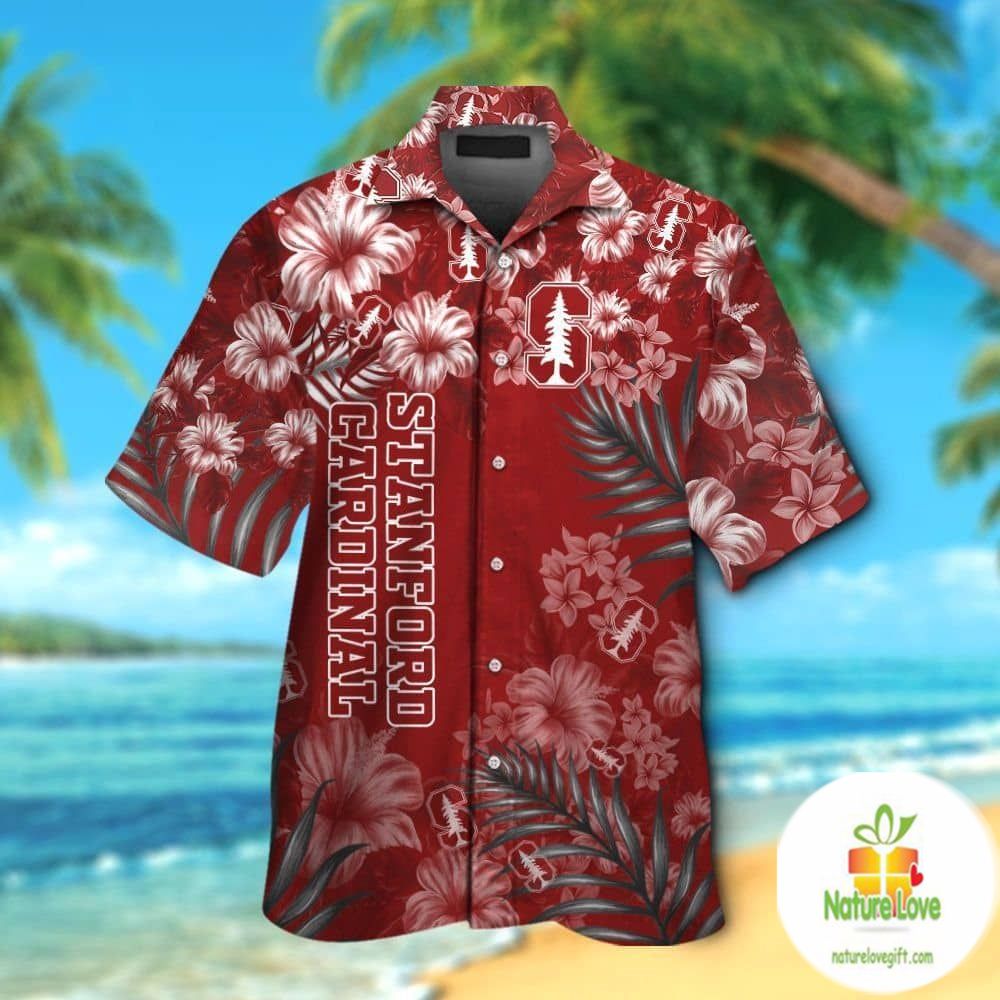 Hawaiian Shirt Stanford Cardinal Short Sleeve Tropical Aloha