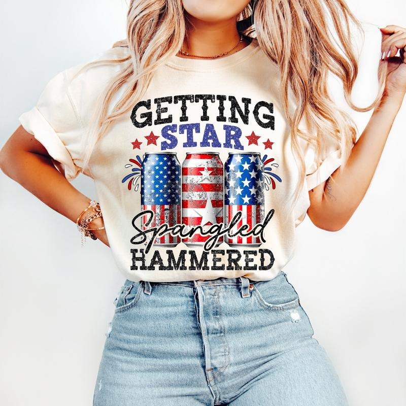 Star Spangled Hammered T-Shirt, Funny 4th of July T-Shirt, Sparkly T-Shirt, USA, Freedom, America T-Shirt