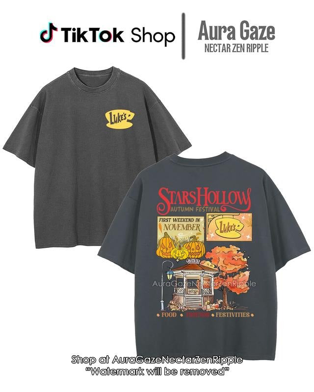 Stars Hollow Two- Sided Comfort Colors Unisex TShirt , Back and Front Stars Hollow Bootleg Shirt, Lukes Diner Tee, Movie Merch