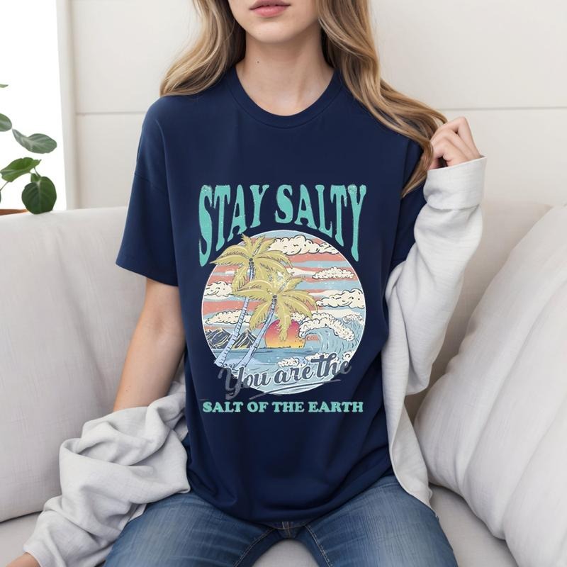 Stay Salty You Are the Salt of the Earth Tshirt Cotton Casual Street Style Crew Neck Short Sleeve T-Shirt Trendy Top for...