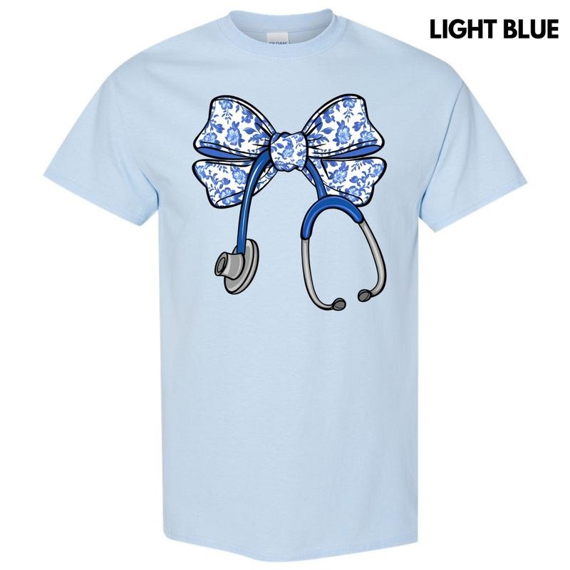 Stethoscope Florals Gildan Short Sleeve T-Shirt 'NLB' Hoodie, Sweatshirt | InkThreadWorks.com