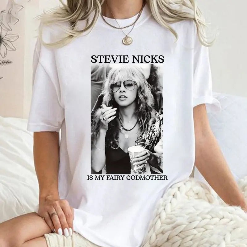 Stevie Nicks Is My Fairy Godmother Shirt, Stevie Nicks Shirt Hoodie, Sweatshirt | InkThreadWorks.com