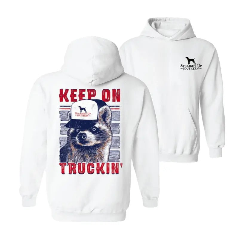 Straight Up Southern Truckin Raccoon 2 Sided Shirt, Country Boy Clothing, Gift for Woman and Man Shirt, Graphic Shirts Casual Classic