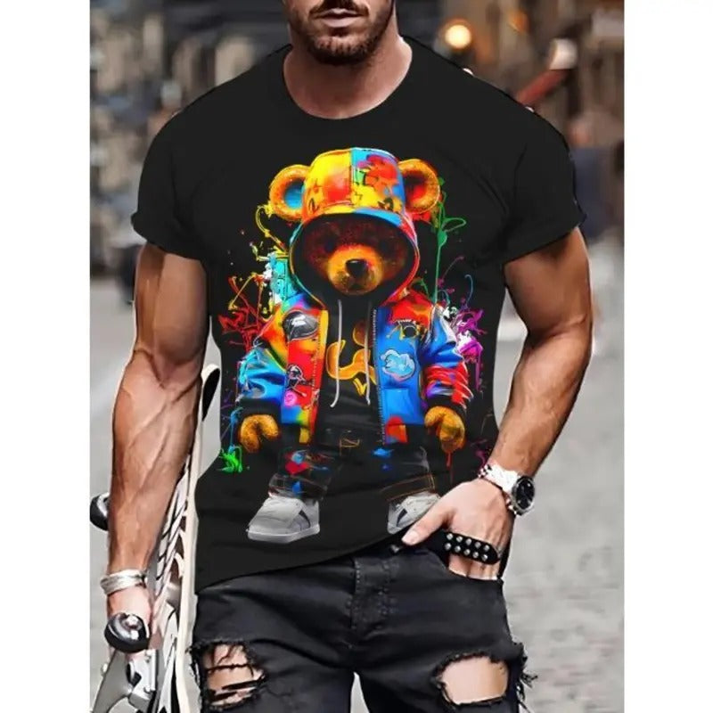 Stylish Bear Print T-Shirt for Men