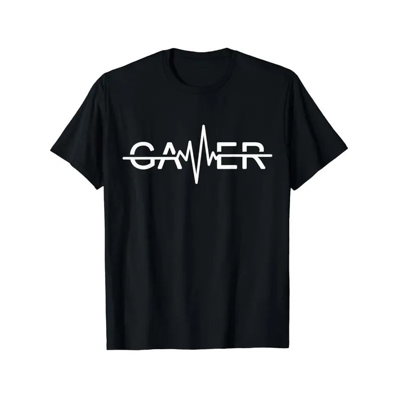 Stylish Gamer Crew Neck T-Shirt - Men's Fashionable Summer Short Sleeve Sports Tee