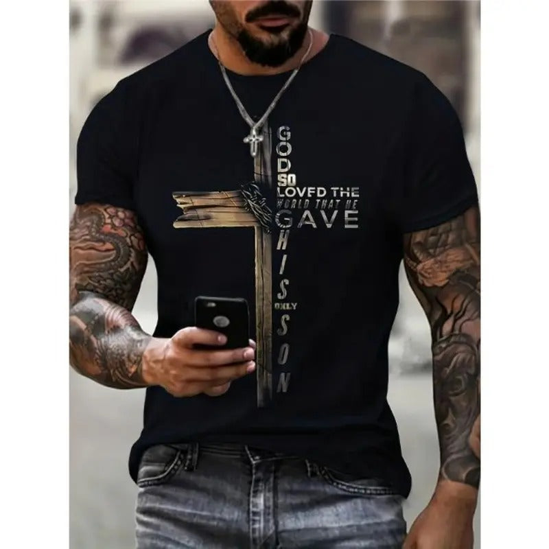 Stylish God & Cross Graphic Tee