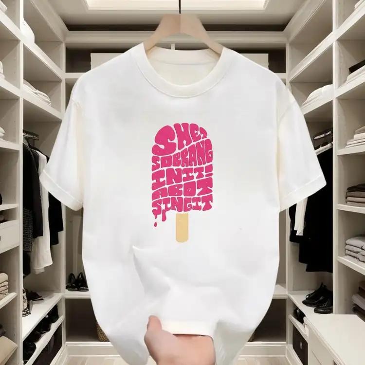 Summer - trendy Graphic Tee | Eye - catching Ice - cream Lettering, Great for Beach & City Walks