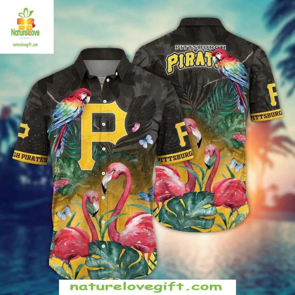 Pittsburgh Pirates Hawaiian Shirt Sunset Flamingos Tropical Baseball Apparel