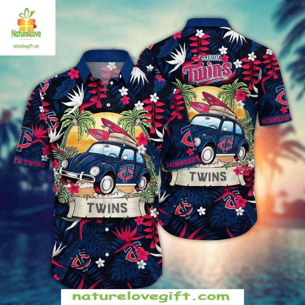 Minnesota Twins Hawaiian Shirt Surf Vintage Car MLB Baseball Apparel