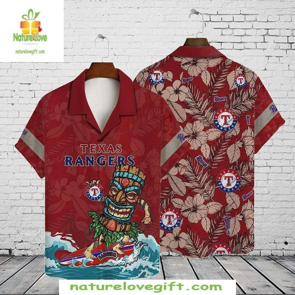Texas Rangers MLB Hawaiian Shirt Surfer Tiki Baseball Apparel