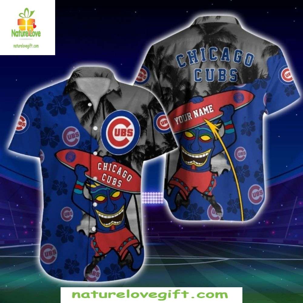 Chicago Cubs Hawaiian Shirt Surfing Mascot Tropical Baseball Apparel
