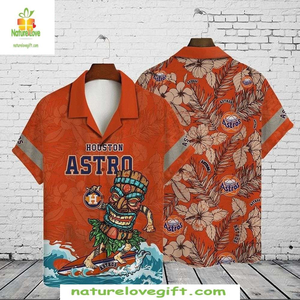Houston Astros Hawaiian Shirt Surfing Tiki MLB Baseball Aloha Shirt