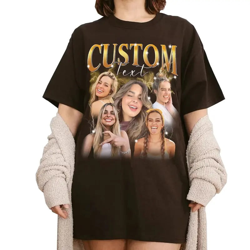 Custom Photos Women's Shirt Top - Casual Classic Oversized Drop Shoulder Crew Neck T-Shirt / Sweatshirt