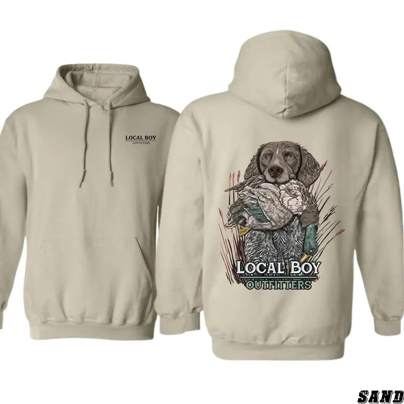 TTP Local Boy Outfitters Hoodie - Bold Hunting Dog with Duck Design, Ideal for Waterfowl Hunters and Outdoor Enthusiasts,...