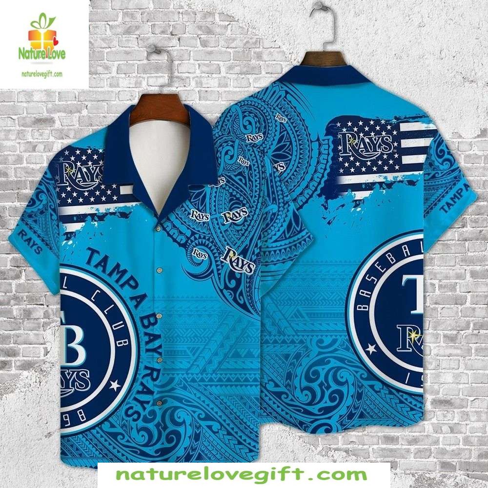 Tampa Bay Rays Hawaiian Shirt Paisley USA Flag MLB Baseball Apparel