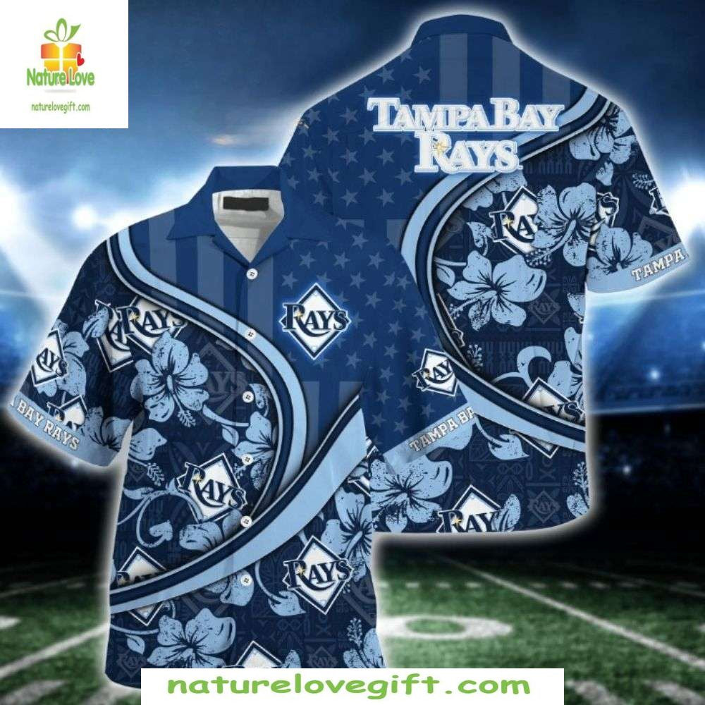 Tampa Bay Rays Hawaiian Shirt MLB Baseball Apparel Starry Night Hibiscus