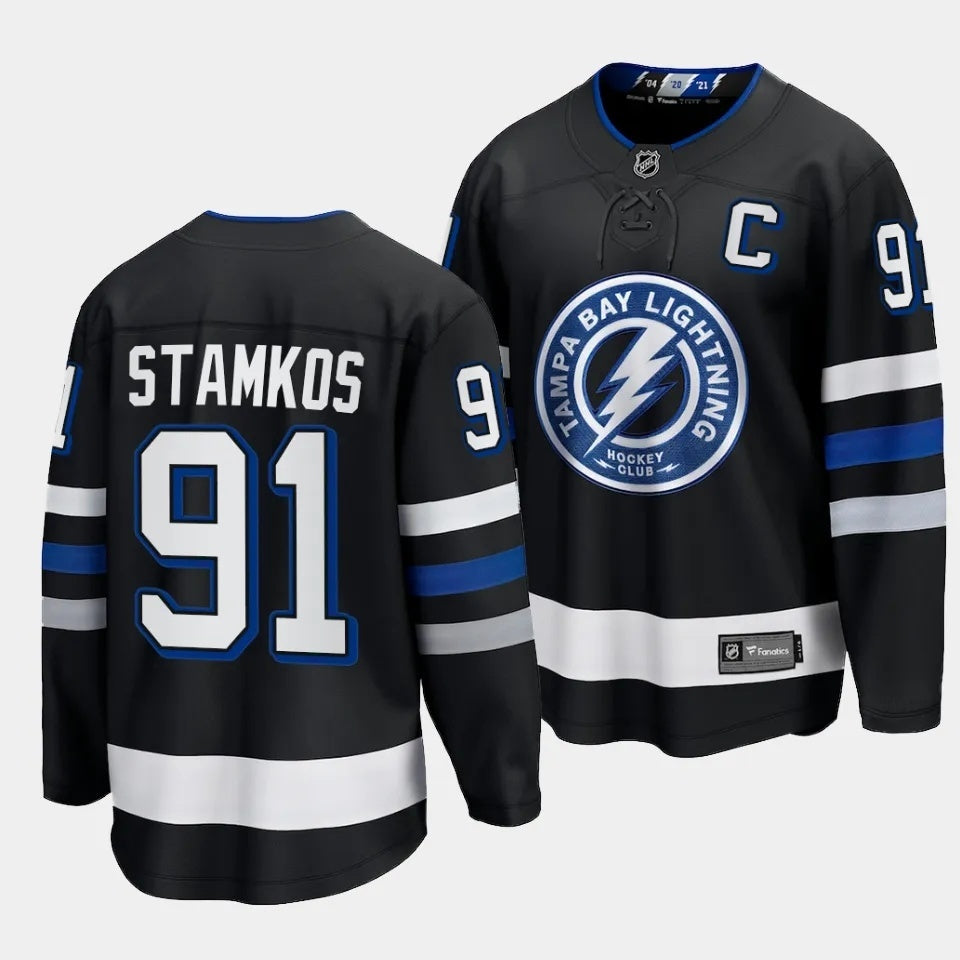 Tampa Bay Lightning #91 Steven Stamkos 2023-24 Alternate Black Style 1
