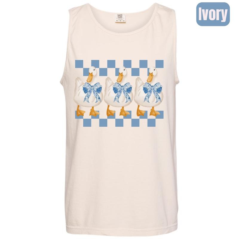 Tank Top - Checkered Coquette Goose Comfort Colors Tank Top 'NLB' T-Shirts, Hoodie, Sweatshirt | InkThreadWorks.com