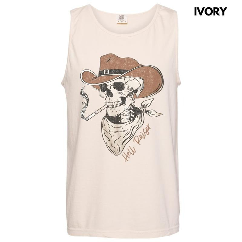 Tank Top - Hell Raiser Cowboy Comfort Colors Tank Top T-Shirts, Hoodie, Sweatshirt | InkThreadWorks.com