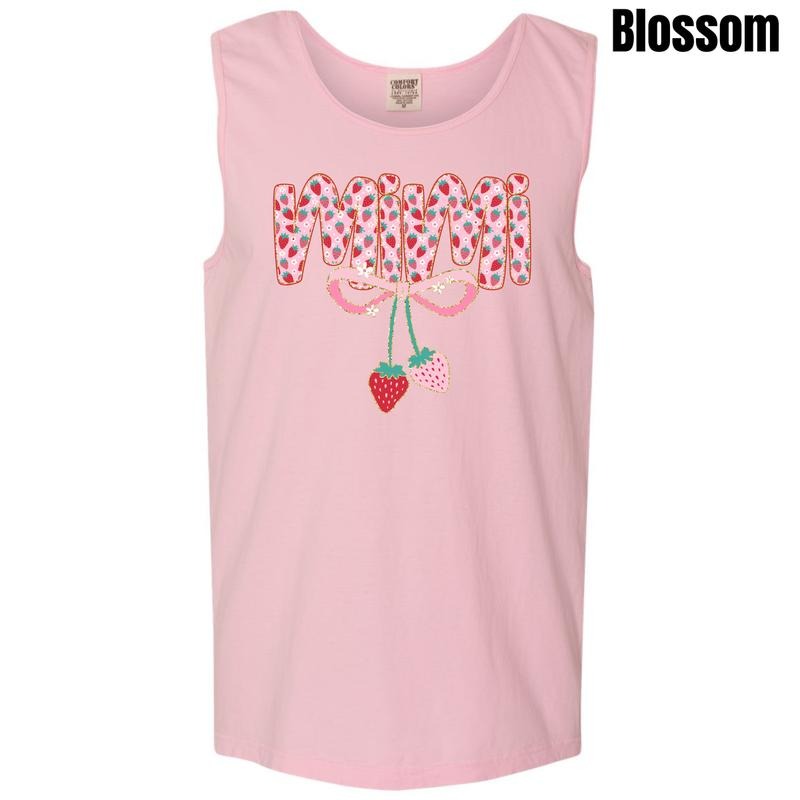 Tank Top - Mimi Strawberry Coquette Comfort Colors Tank Top 'NLB' T-Shirts, Hoodie, Sweatshirt | InkThreadWorks.com