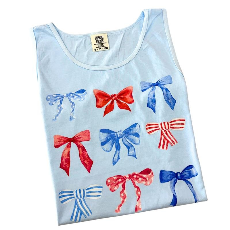 Tank Top - Red White & Bows Comfort Colors Tank Top 'NLB' T-Shirts, Hoodie, Sweatshirt | InkThreadWorks.com