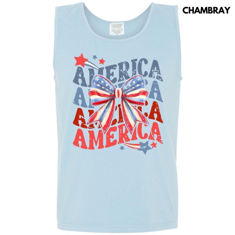 Tank Top - Stacked America Coquette Comfort Colors Tank Top T-Shirts, Hoodie, Sweatshirt | InkThreadWorks.com
