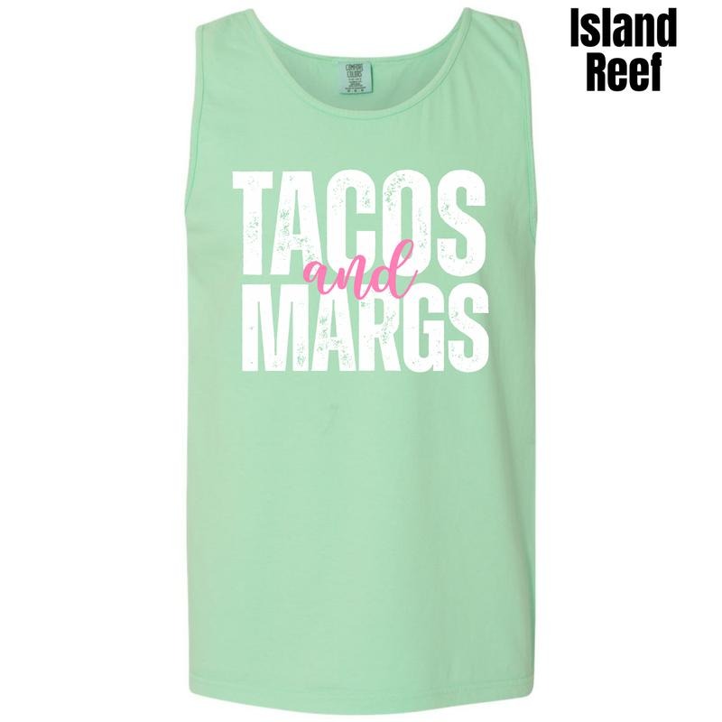 Tank Top - Tacos & Margs White Comfort Colors Tank Top 'NLB' T-Shirts, Hoodie, Sweatshirt | InkThreadWorks.com