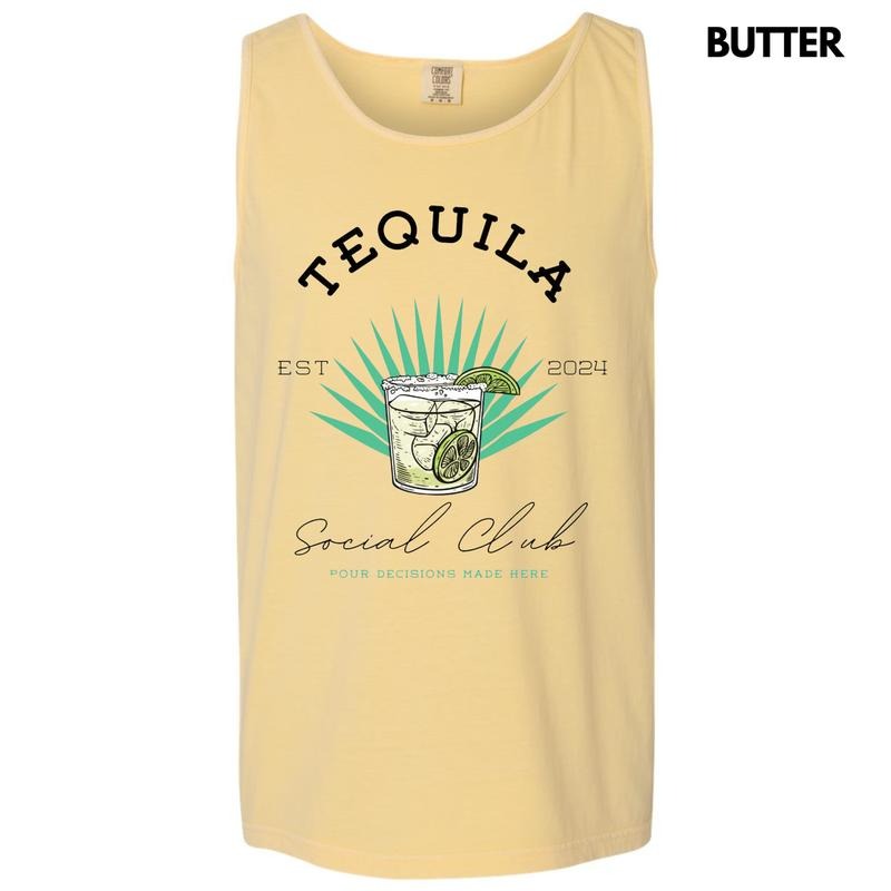 Tank Top - Tequila Social Club Comfort Colors Tank Top T-Shirts, Hoodie, Sweatshirt | InkThreadWorks.com