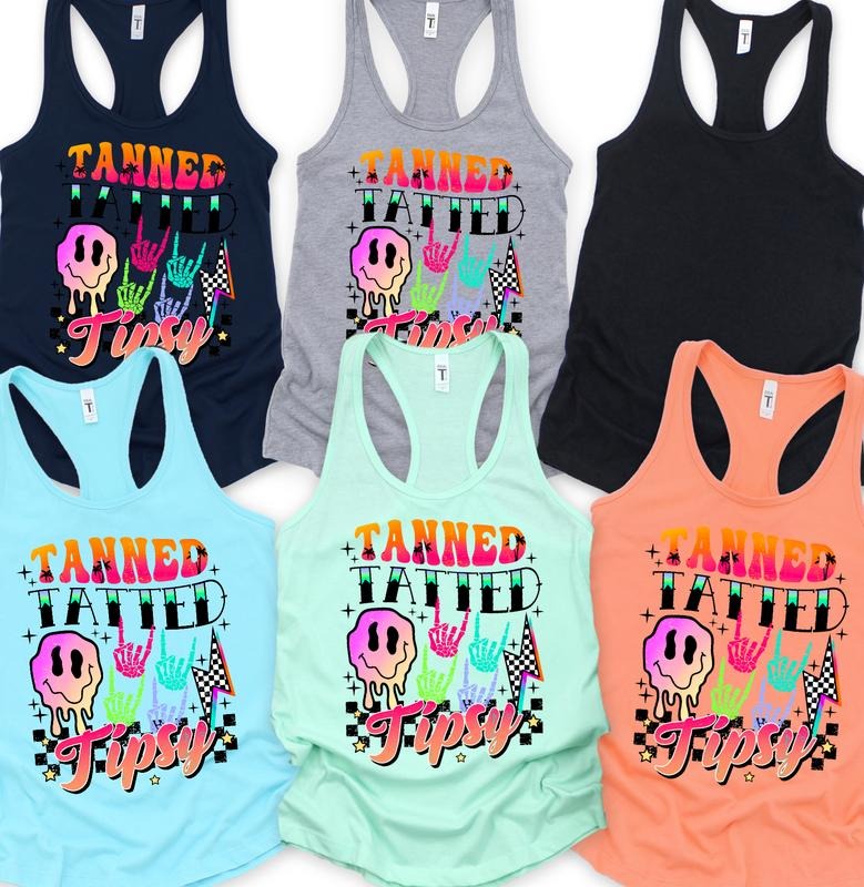 Tanned Tatted Tipsy WOMENS FIT Tank Top T-Shirts, Hoodie, Sweatshirt | InkThreadWorks.com