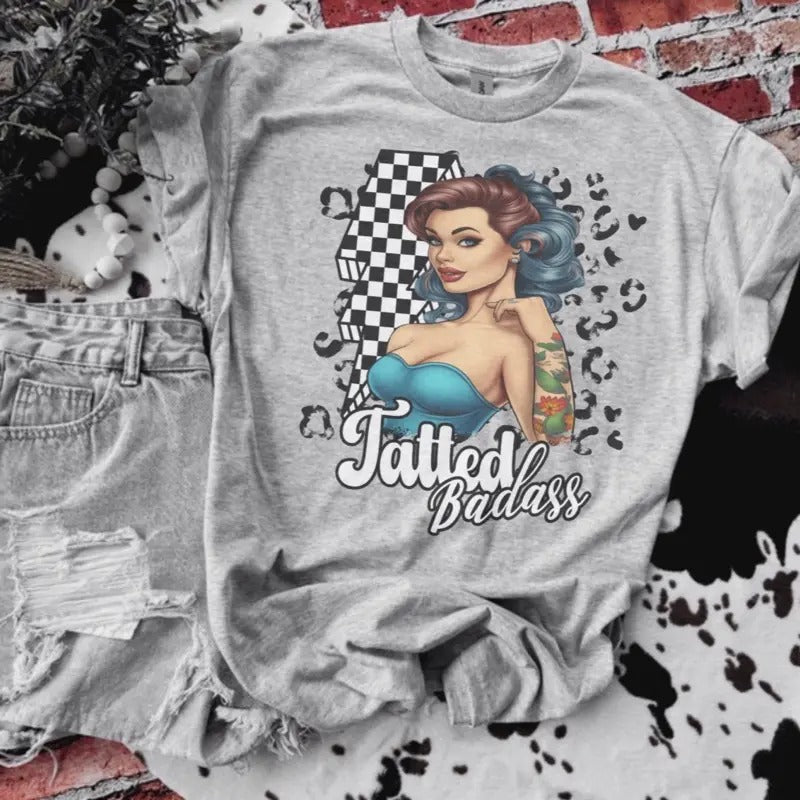 Tatted Badass Shirt - Bleached Shirt - Gildan Hoodie, Sweatshirt | InkThreadWorks.com