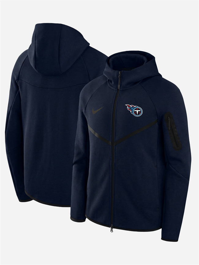 Tennessee Titans Navy Tech Fleece Full-Zip Windrunner Hoodie