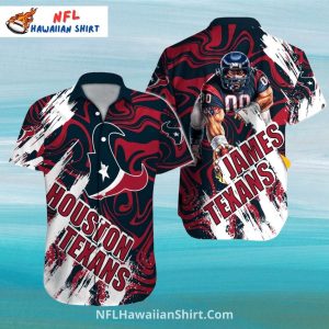 Texans Hawaiian Shirt Swirl Red And White Football