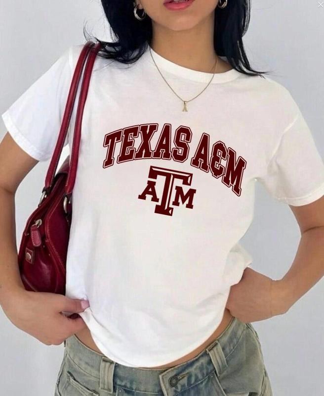 Texas A&M Vintage Sport Teams NCAA Collection Unisex Crewneck Black Baby Tee, Graphic Team Collection Baby Tee, Gift For NCAA Fans