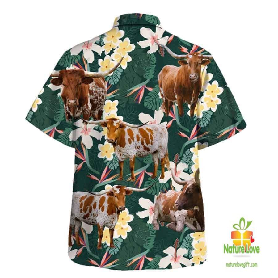 Texas Longhorn Hawaiian Shirt Farm Animal Lover Aloha Shirt For Men Women