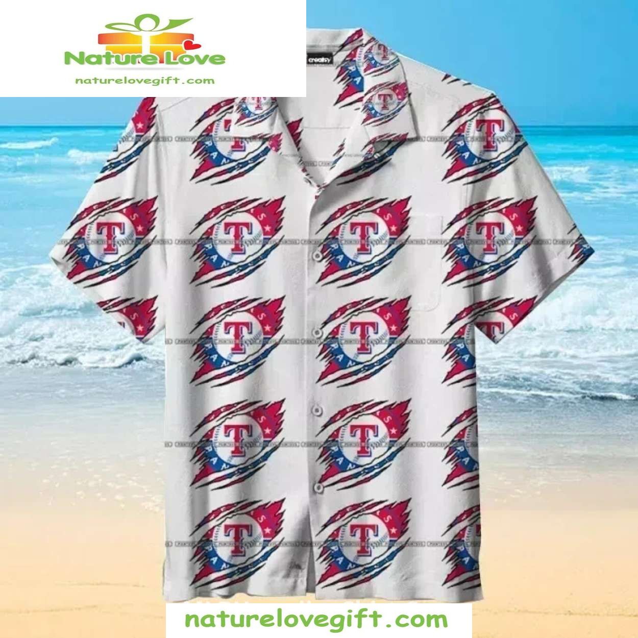 Texas Rangers Hawaiian Shirt Torn Flag Claw Marks MLB Baseball Apparel
