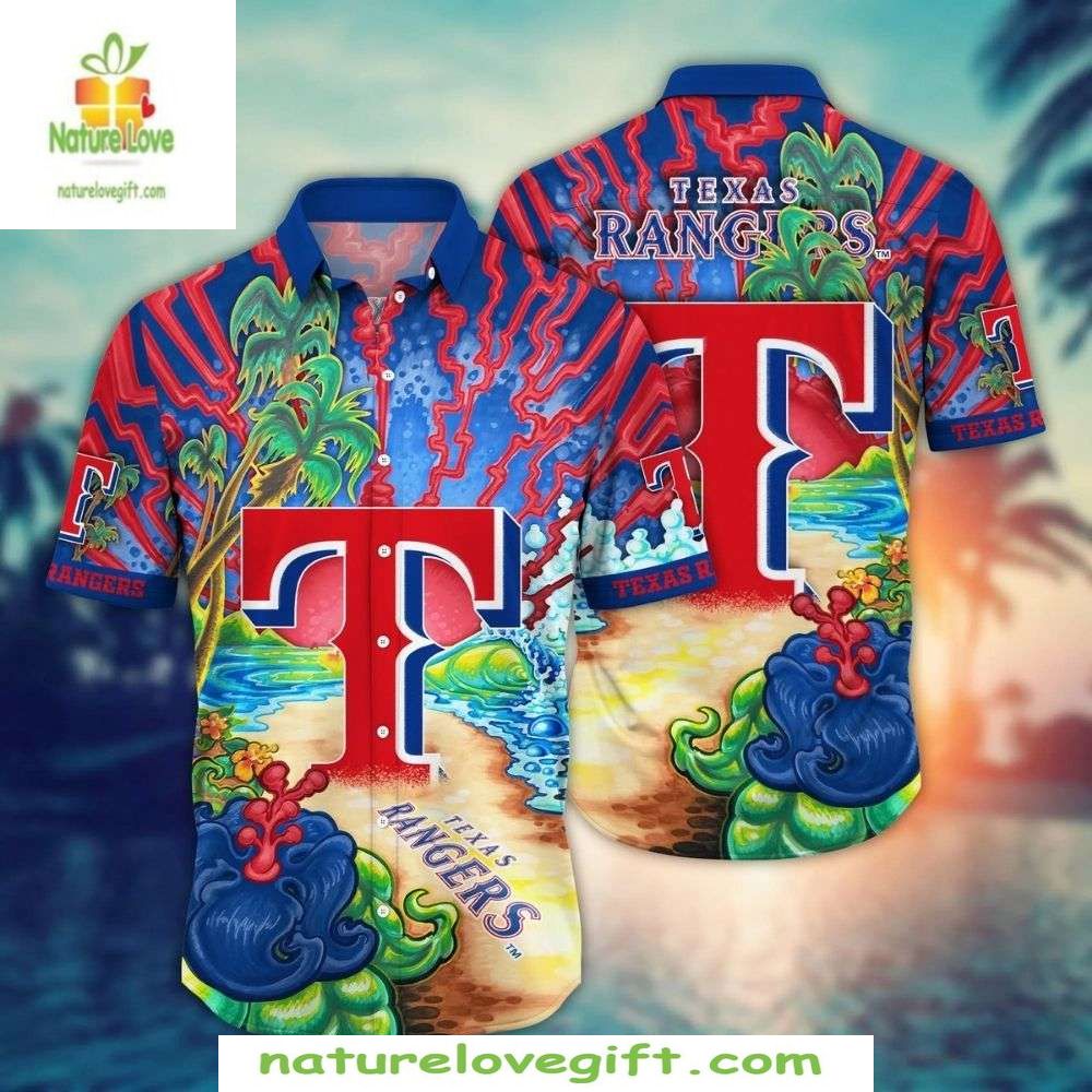 Texas Rangers Hawaiian Shirt MLB Baseball Apparel Tropic Wave Style