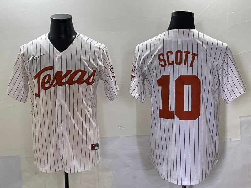 Texas Longhorns #10 Mia Scott White Pinstripe ncaa Collaboration Style 3
