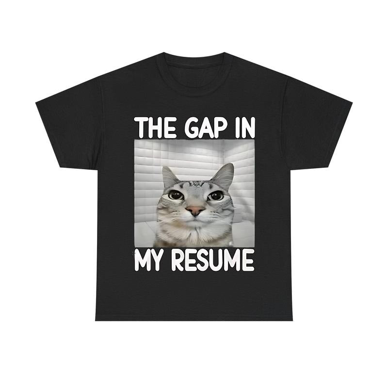 The Gap In My Resume Funny Dank Meme Unisex T-shirt, Cat Lover Gifts, Unhinged Clothes, Brainrot Stupid Shirt