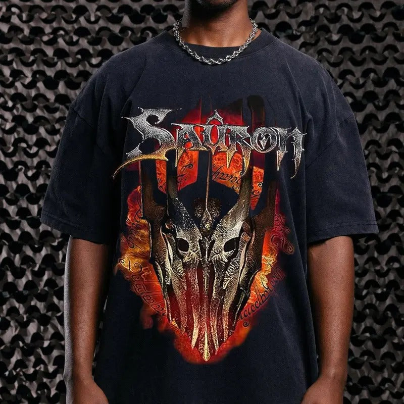 The Lord Of The Rings Lord Sauron Vintage T-Shirt Trending Movie Shirt Menswear Streetwear Movie Fans Graphic Casual Clothing Crewneck Top Fitted