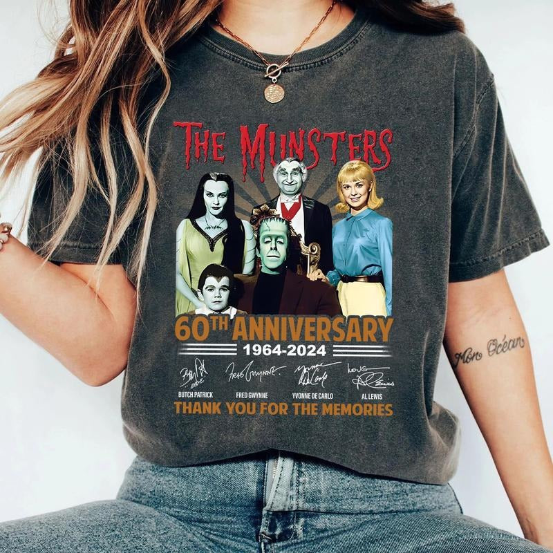 The Munster Anniversary Shirt, The Munster Halloween Frankenstein Shirt, Halloween 90s Movie Tee, Spooky Shirt crew neck plaid Cotton Crewneck