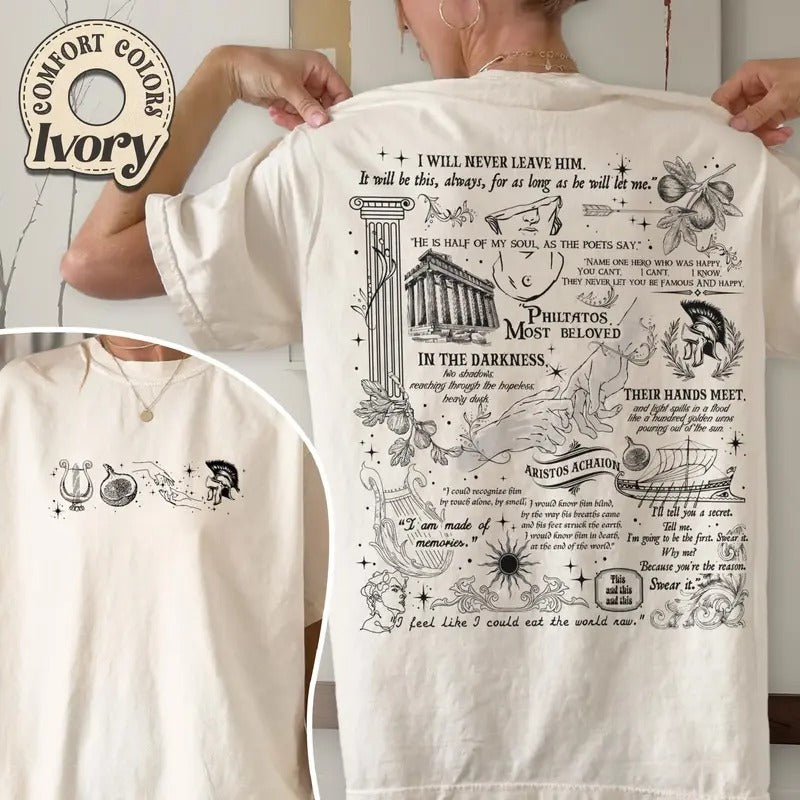 The Song Of Achilles Shirt, Booklover Gift, Greek Mythology Shirt, Bookish Gift, Achilles Patroclus Shirt, Bookish Merch Casual Classic