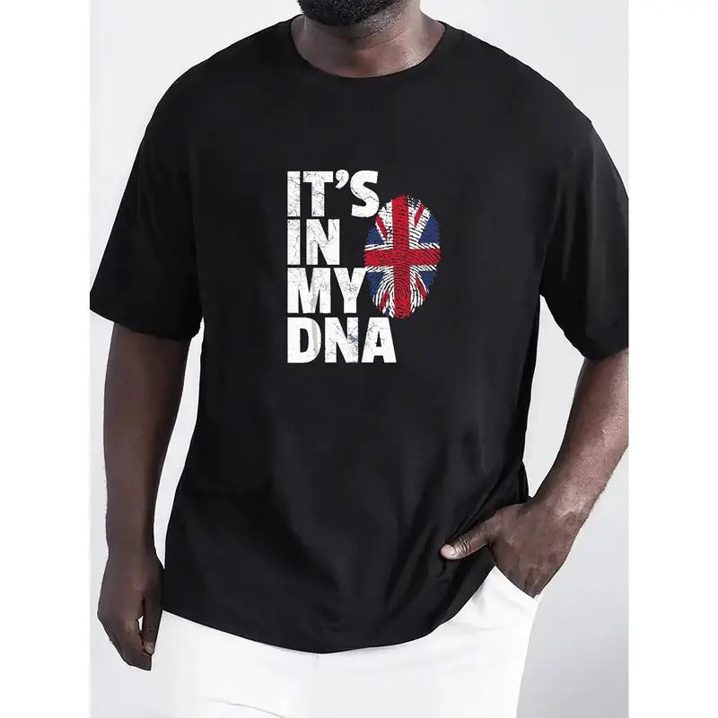 The Union Jack & Slogan Pattern Print Men's Comfy Chic T-shirt, Graphic Tee Men's Summer Outdoor Clothes, Men's Clothing, Tops For Men, Gift For Men Made in USA