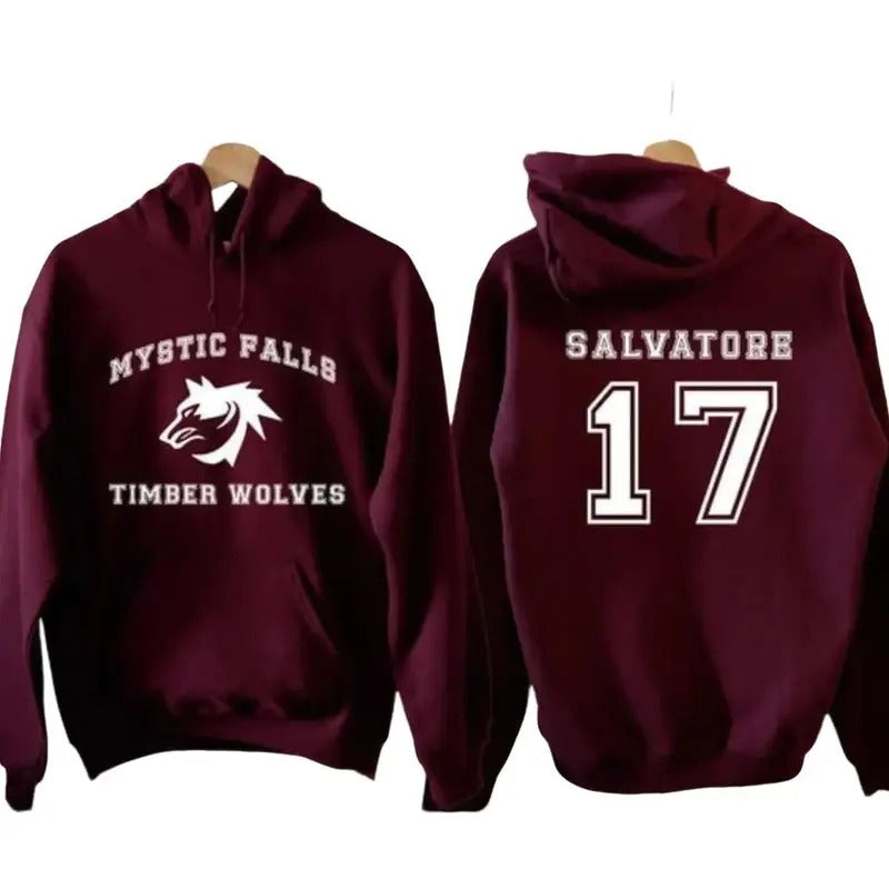 The Vampire Diaries inspired Hoodies, Mystic Falls Salvatore 17 Front And Back, Vampire Diaries Hoodie, Hoodie hot trend