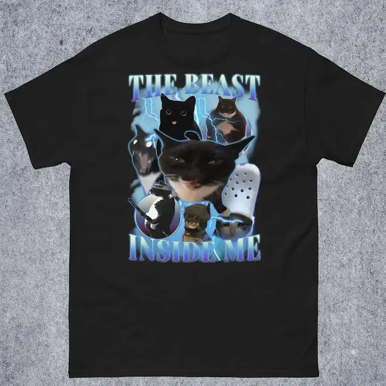 The beast inside me 90s Vintage Funny Cat meme Tee Shirt, Gift for Woman and Man