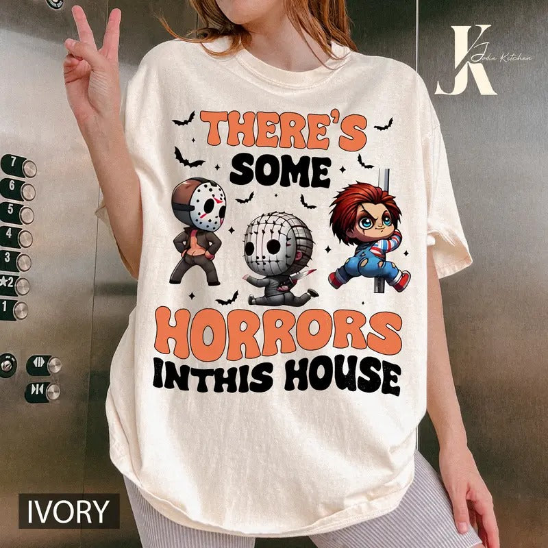 There's S0me Horrors In This House Shirt Funny Dance, Funny Horror Shirt, Funny Halloween Shirt, Retro Halloween Shirt,...